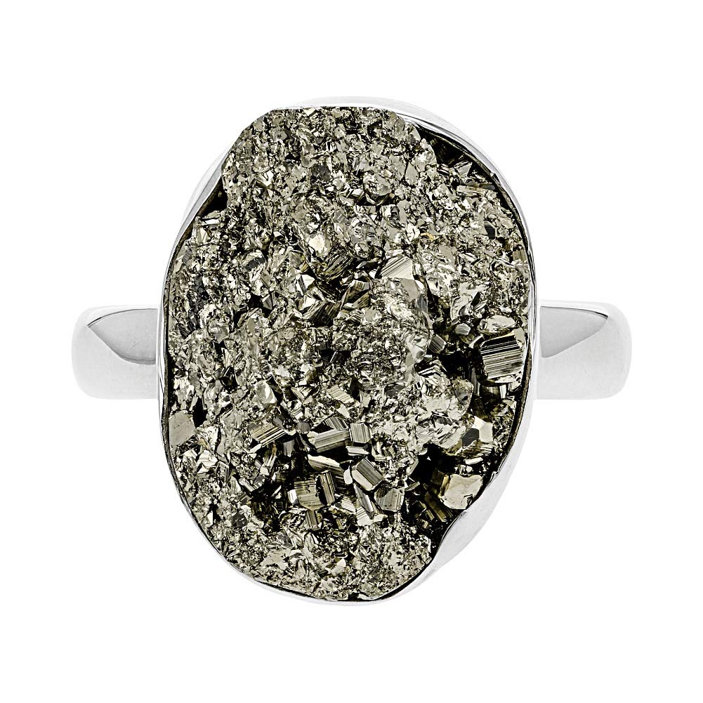 Pyrite Adjustable Ring With Lab Tested Certificate Stainless Steel Ring