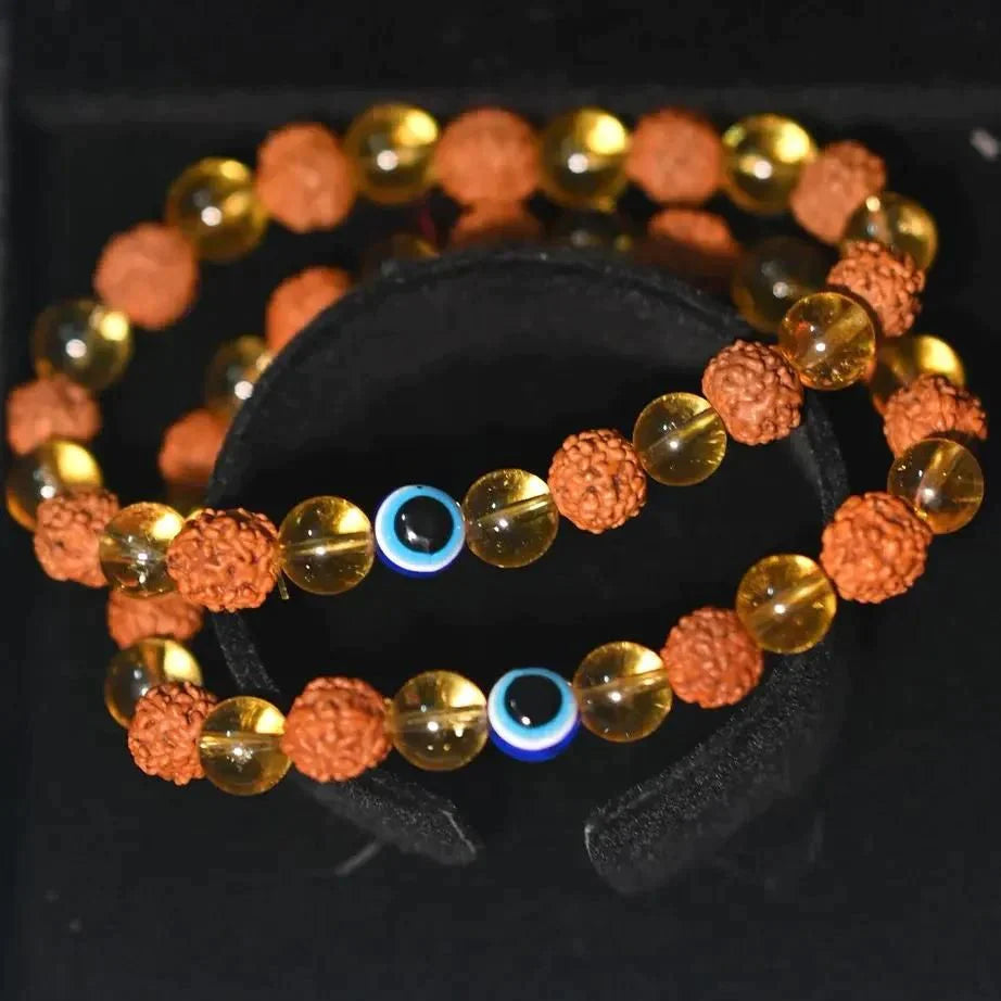 Rudraksha & Citrine Bracelet - Buy 1 Get 1 Free