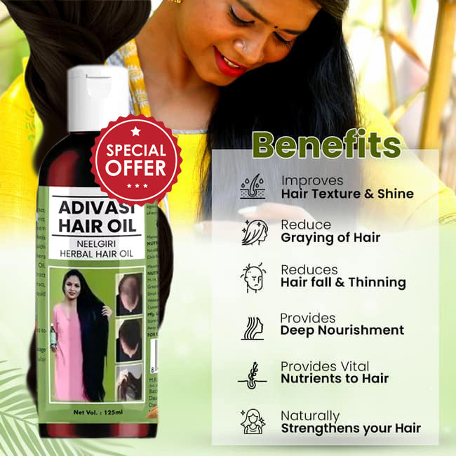 Adivasi Neelgiri Herbal Hair Oil 125ML (Buy 1 Get 1 Free 🤩)