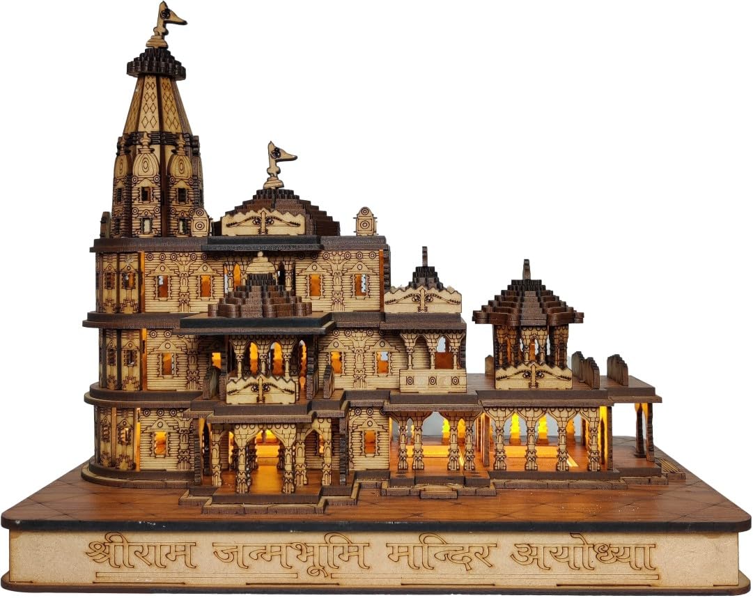 Ayodhya Temple - Shri Ram Mandir 3D Wooden Temple For Home/Office/Shop