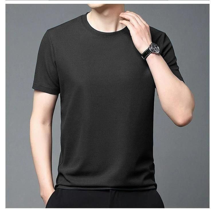 Polyester Stretchable Solid Half Sleeves Men's Round Neck T-Shirt (Pack Of 5)