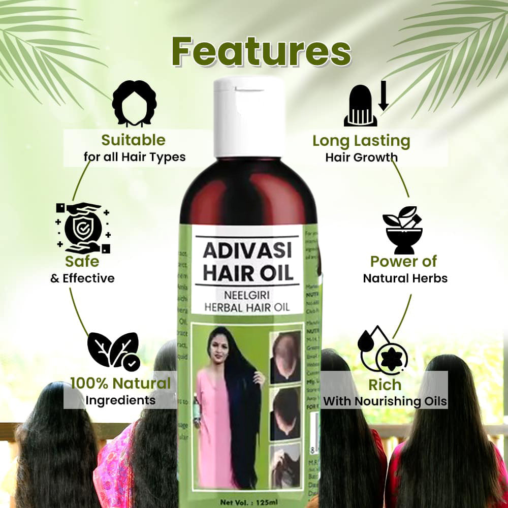 Adivasi Neelgiri Herbal Hair Oil 125ML (Buy 1 Get 1 Free 🤩)