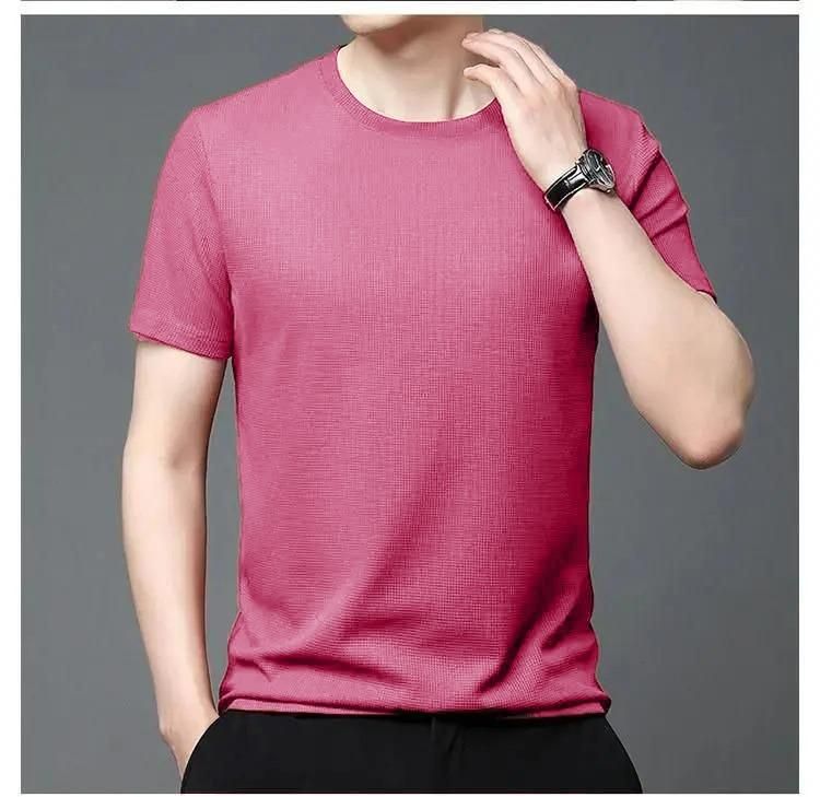 Polyester Stretchable Solid Half Sleeves Men's Round Neck T-Shirt (Pack Of 5)