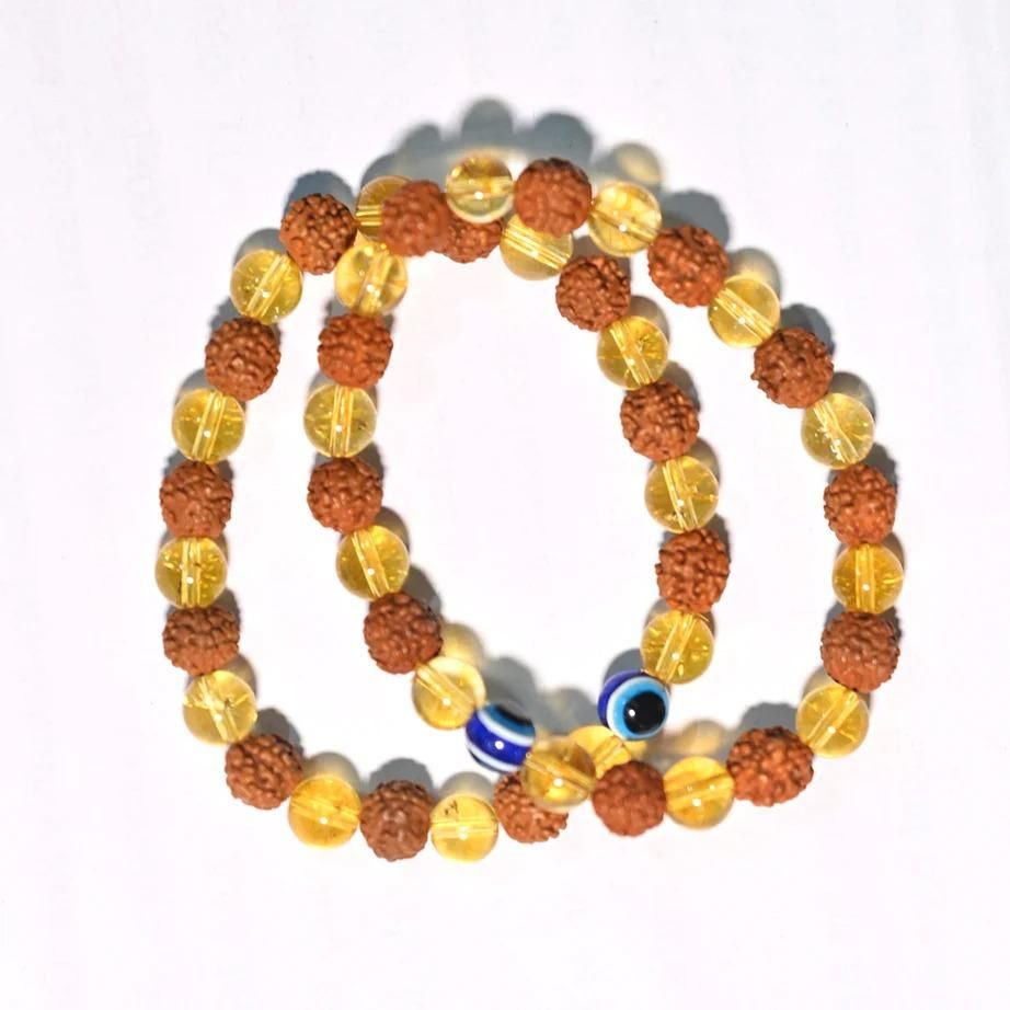 Rudraksha & Citrine Bracelet - Buy 1 Get 1 Free